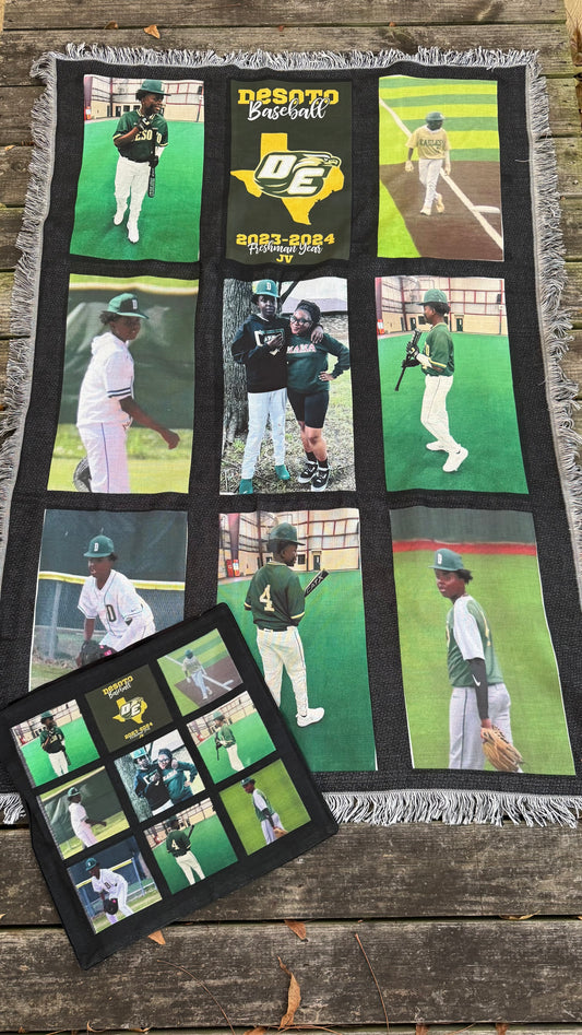 Custom Personalized 9 Panel Blanket Tapestry Throw Blanket + Free Pillow