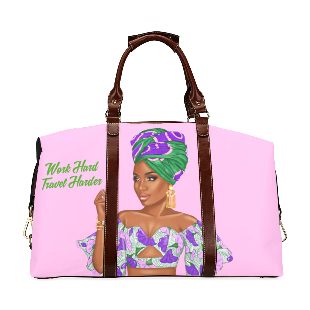 Work Hard Travel Harder Travel Bag Pink