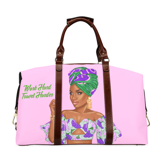 Work Hard Travel Harder Travel Bag Pink