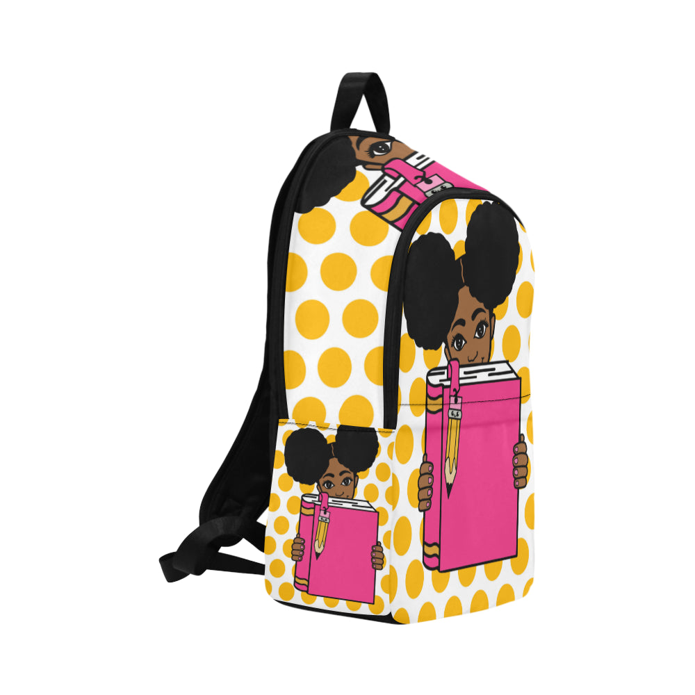 Yellow Polka dot Fabric Backpack