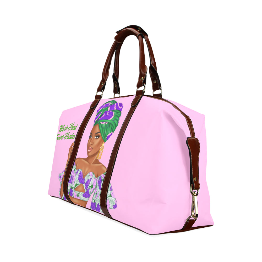 Work Hard Travel Harder Travel Bag Pink