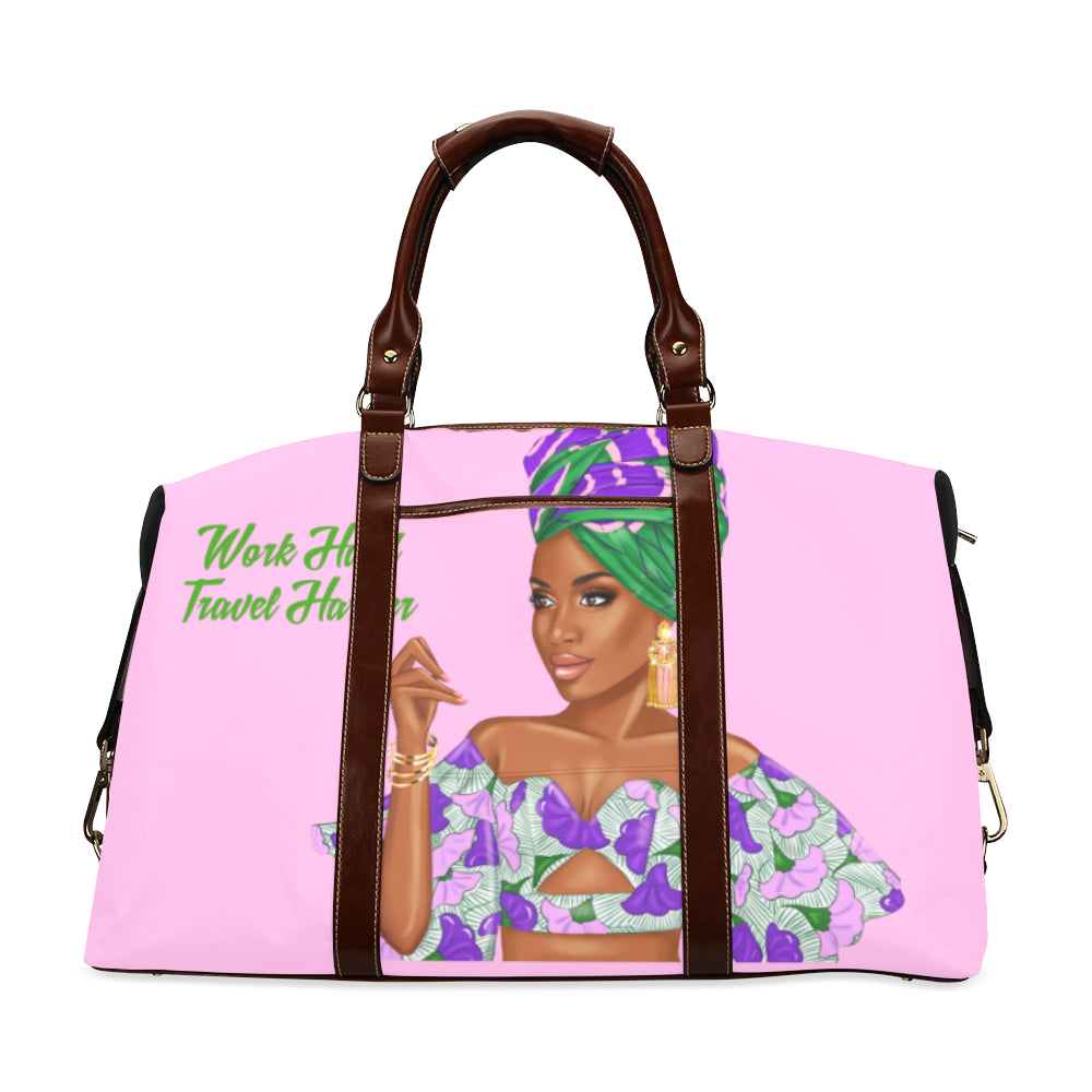 Work Hard Travel Harder Travel Bag Pink